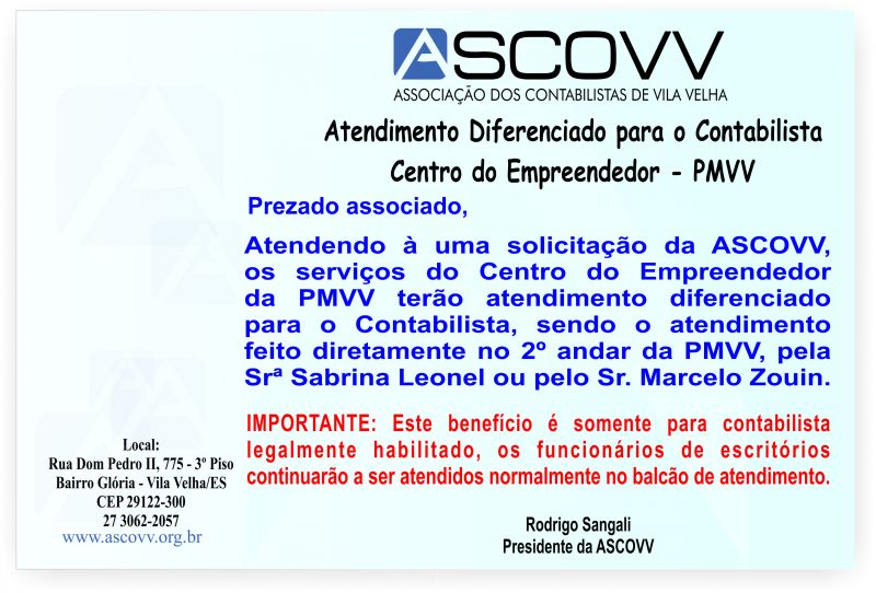 Atendimento Diferenciado para Contabilistas - Prefeitura Municipal de Vila Velha